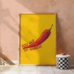 Too Hot To handle Print, Chili Pepper Poster, Red Wall Art, Trending Wall Art, Minimal Art Prints, Trendy Poster, Aesthetic Kitchen Decor, Unframed