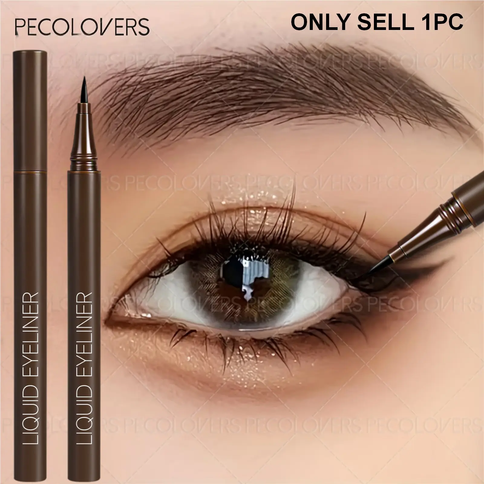 1PC Brown Longwear Liquid Eyeliner, Ultra-fine Tip, Quick-drying, Waterproof and Non-smudging, 24-hour Lasting, Smooth Application, Quick-drying, Durable, A Must-have Daily Makeup Item, A Must-have for Beginners