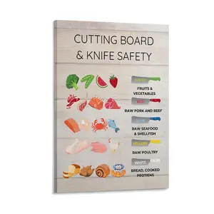 Cutting Board And Knife Safety Poster Food Safety Poster Restaurant Wall Poster Kitchen Poster Decor Print
