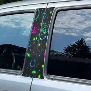 2 pieces UFO car sticker, easy to tear and easy to stick B-pillar protection decal, car B-pillar decal accessories, Decal For Cars