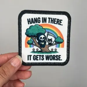 Hang in there, it gets worse Printed Patch, skeleton, rainbow