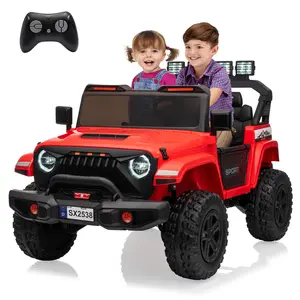 GARVEE 24V Rechargeable 2-Seater Remote Control Kart Ride-On Truck - Parent Remote, 20-in Wide Adjustable Seats, 4x200W Motors, LED Headlights, Music Player for Outdoor Play