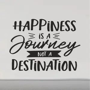 RV Camper Door Decal Sticker - Happiness Is A Journey Not A Destination Scenic Design