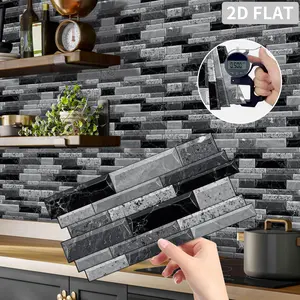 12/24/48 Sheets Vinyl Tile Stickers: Striped Marble Square - Waterproof Peel & Stick Backsplash ​​,For Kitchen, Bathroom, Furniture Decor, Decorative Wall Sticker