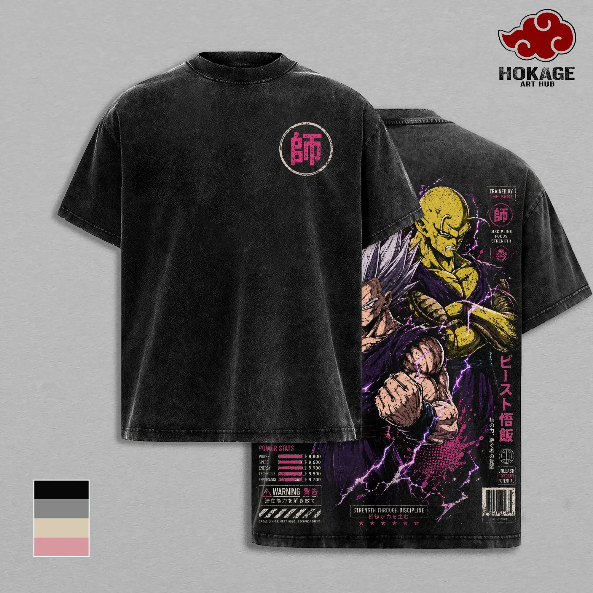 "Beast Gohan" Piccolo DBZ Vintage Washed T-Shirt Mentor and Student Anime Graphic Tee Saiyan Warrior Streetwear Oversized Shirt Heavy Cotton Gift for DBZ Fans | 90s graphic good tees Casual American Short Sleeve Unisex T-shirt,Gym & Streetwear