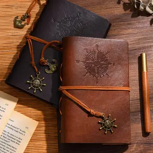 Vintage Pirate Spiral Ring Bound Notebook, Includes Walnut Pen, Unique Travel Journal, Record Personal Memories, Perfect Gift
