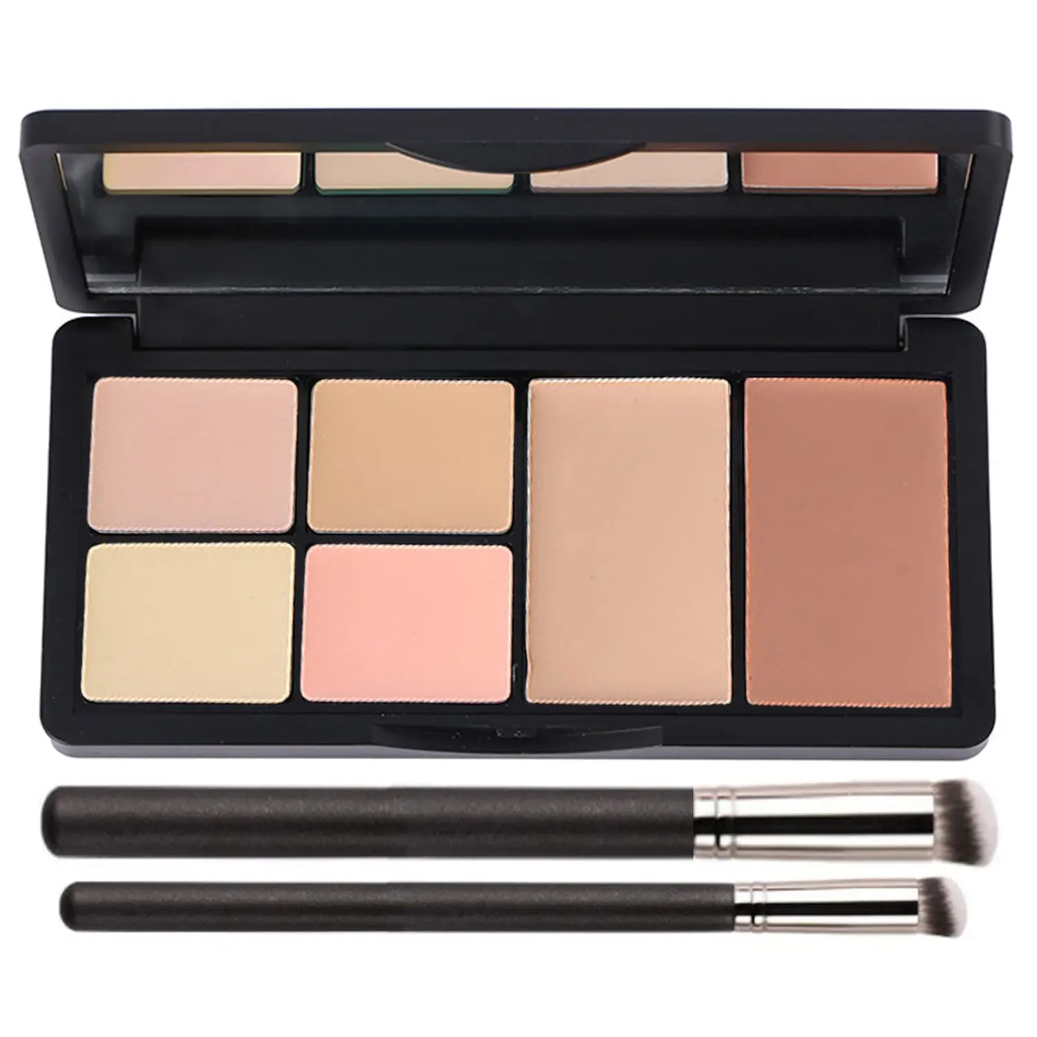 Concealer Contour Palette, 6 In 1 Color Correcting Concealer Contour Makeup Palette, Contouring Foundation Highlighting Makeup Kit for Dark Circles, Blemish With 2 Packs Brush