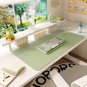 Stain-Resistant Morandi Dual-Color Reversible Eco Silicone & PU Leather Desk Pad – 31.5"×15.7" Waterproof X-Large Desk Mat & Mouse Pad for Office, Study & Home Desktop Protection