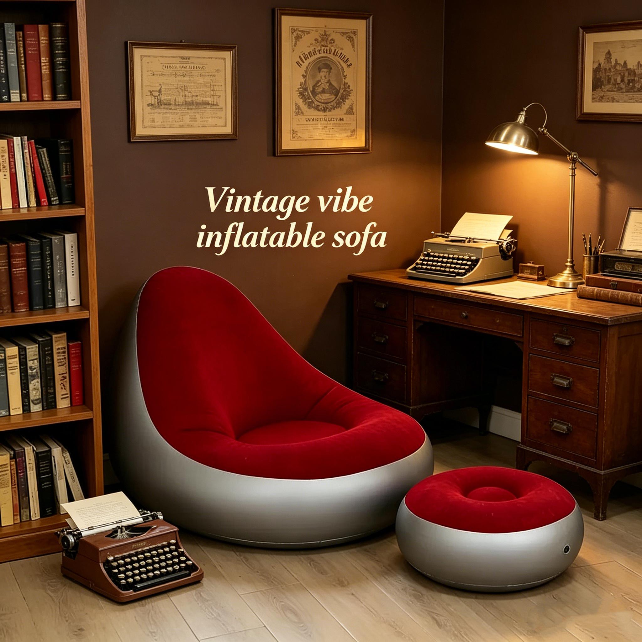 1pc Red Flocked Inflatable Sofa with Footrest, Foldable Single Recliner, Soft Nylon Fluff Surface, Lightweight Easy Storage Lounge Chair for Bedroom Living Room Balcony Camping Outdoor Relaxation 1pc Red Flocked Inflatable Sofa with Footrest, Foldable Single Recliner, Soft Nylon Fluff Surface, Lightweight Easy Storage Lounge Chair for Bedroom Living Room Balcony Camping Outdoor Relaxation