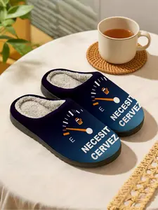 Funny Beer Dashboard Plush Slippers, Warm Fleece Lining, Soft Step Feel, Casual Geometric Design, Winter Home Shoes for Beer Lovers