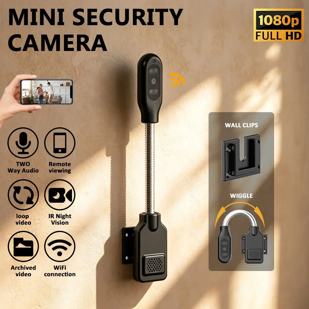 1080p WiFi Home Security Camera with Night Vision, Motion Alerts, Two-Way Audio, and microSD Recording—Perfect for Monitoring Your Baby, Pets, and Home