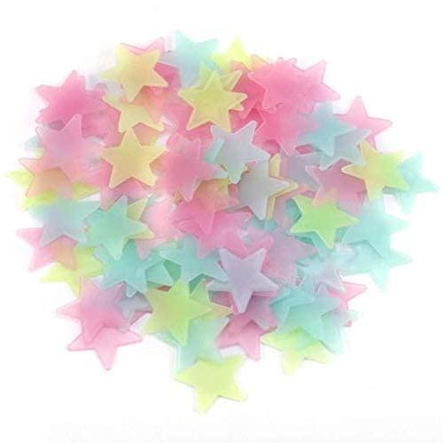 5PCS 3cm Multi-Color Stars Glow in The Dark Luminous Fluorescent Wall Stickers for Baby Kid's Nursery Room-Stars Plastic Luminous Wall Stickers for Bedroom Decoration Home Ceiling Wall