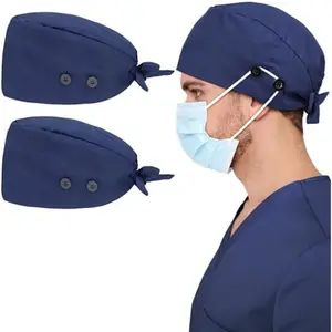 2PCS Working Caps with Button and Sweatband, Adjustable Working Hats for Women Men, One Size(Tie Back or Toggle) summerwins