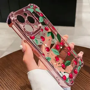 Cute Red Cherry Phone Case Compatible with iPhone 17 Air 16 15 14 13 12 11 Pro Max Plus 16e xs max Featuring Strengthened Four Corners Soft Back for Drop Protection