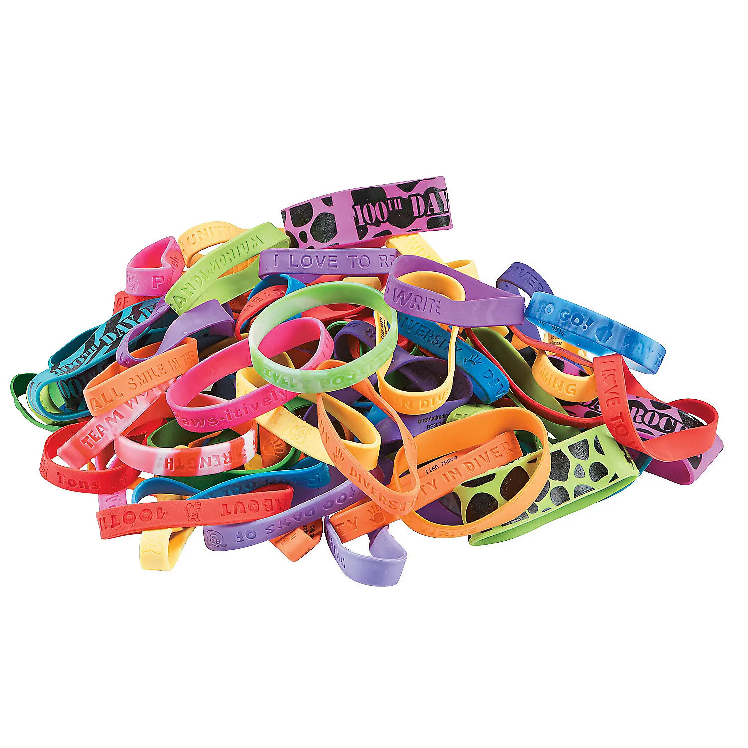 Bulk Stretchy Silicone Rubber Bracelets - 144 Pcs, 7 Inches, Inspirational Positive Msgs, Reward-Ready, Great for Classroom Giveaways, Assorted Fashion Costume Jewelry Bangles, Classroom Rewards, Great For Giveaways, Multicolor, School, Synthetic