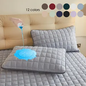 Solid Color Waterproof Pillowcase (2 Counts), Soft Comfortable Pillow Cover, Pillow Protector for Home Bedroom Dormitory Hotel, Soft Bedding Sheet, Durable Bedding Accessories