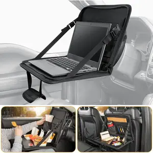 1pc Waterproof Leather 3-in-1 Multifunctional Car Steering Wheel Eating Tray, Back Seat Laptop Desk & Work Table for Commuters