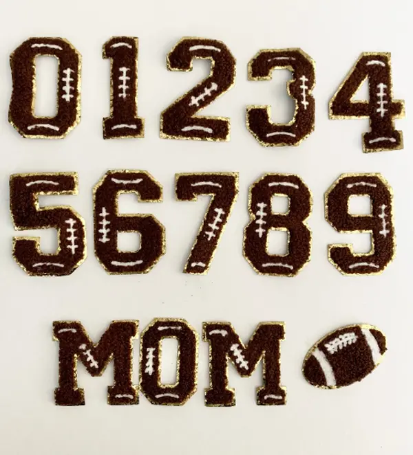 Chenille Football Iron on Patches for Crafting