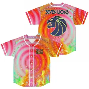 Geometric Color Seven Lions Jersey – Lightweight Baseball Style Streetwear Top