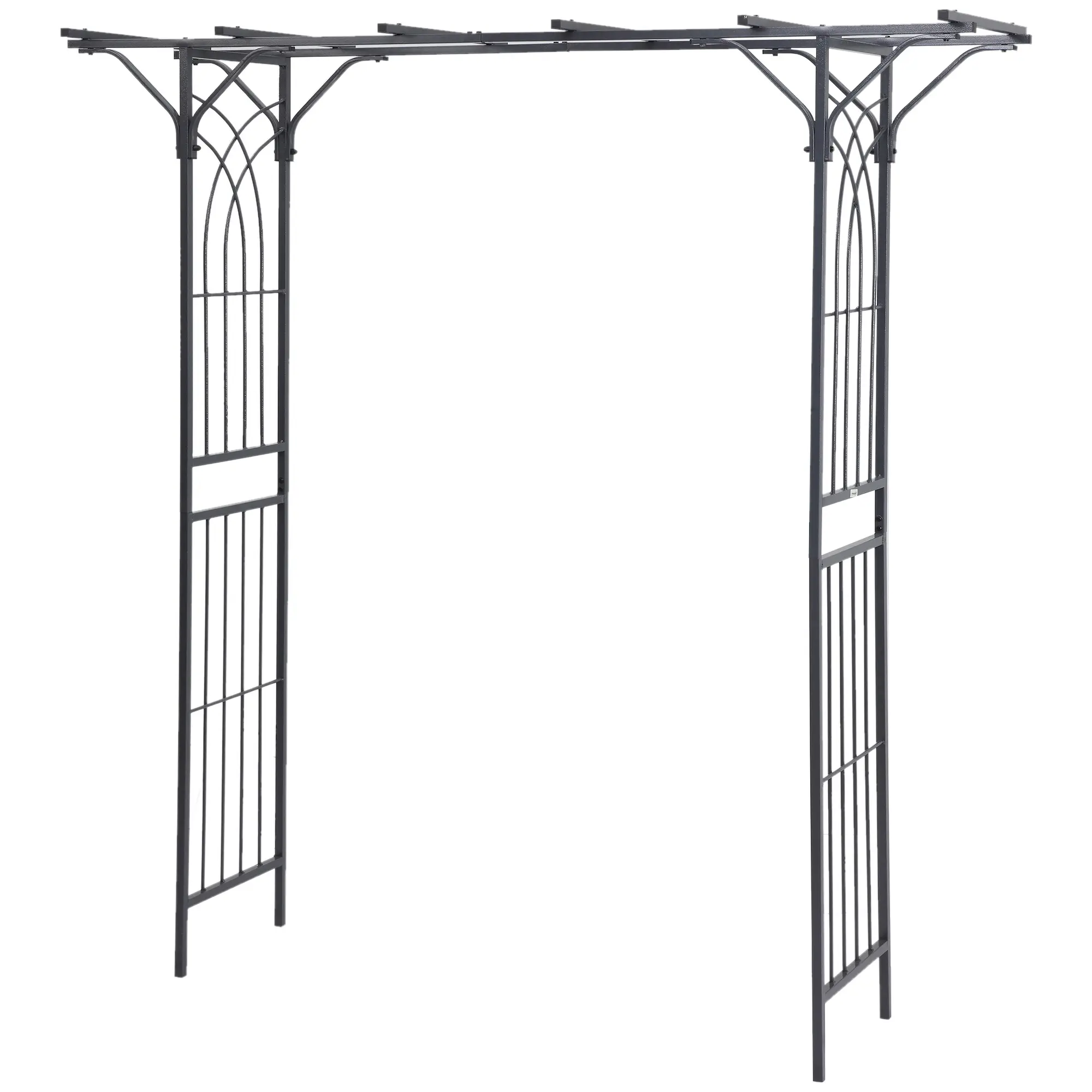 82'' Metal Garden Trellis Arch - Durable Steel Tubing, Elegant Scrollwork, Decorative for Home Improvement, Wedding Use