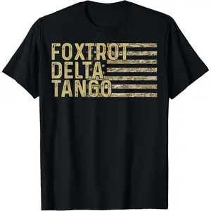 Foxtrots Deltas Tangos Funny Vintage USA Camo Flag T-Shirt