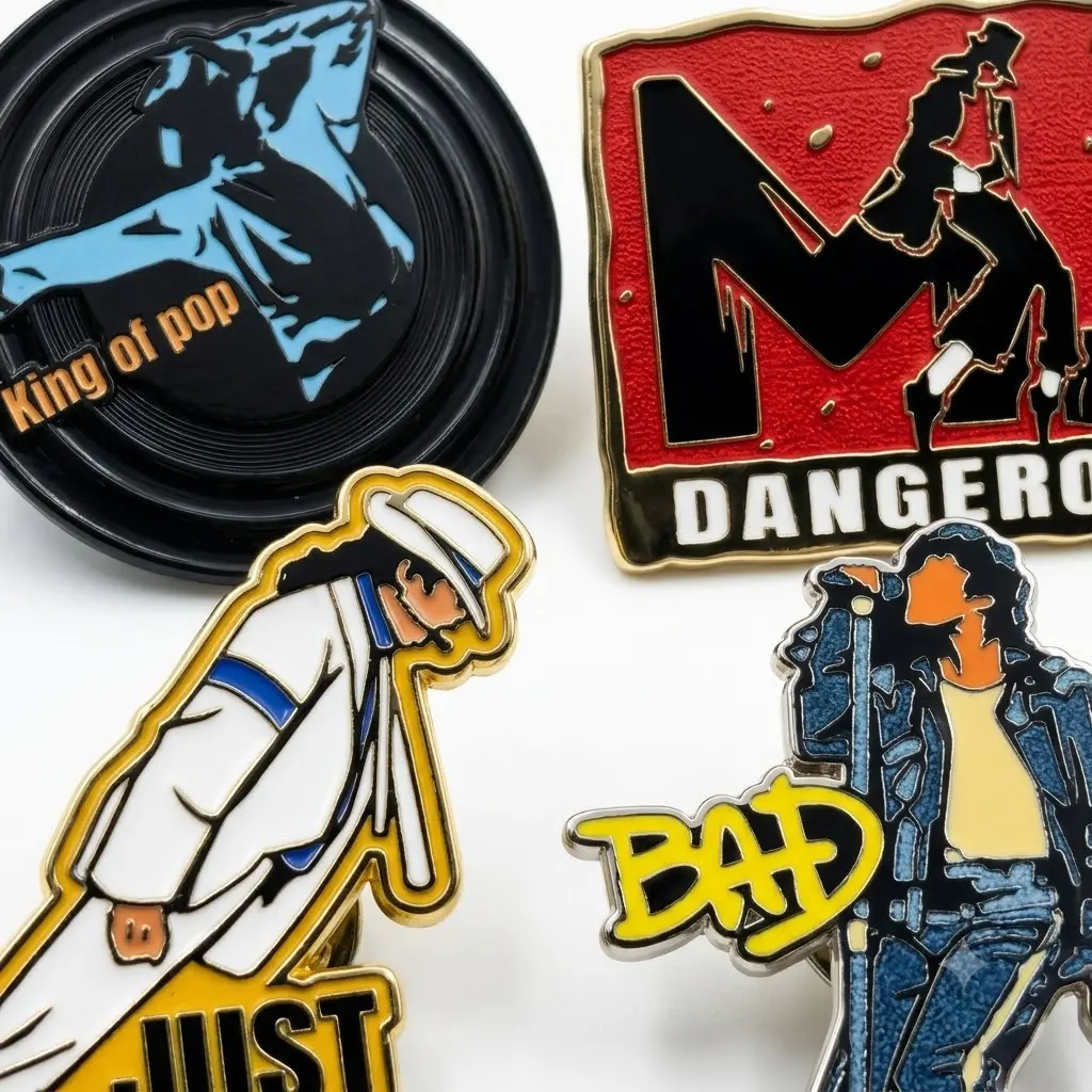 4PCS Michael Jackson Music Enamel Pin Collectible Set - Iconic Eras (BAD, Dangerous, Just Beat It) King of Pop Brooches, Detailed Designs, Secure Clutches, Comfortable Everyday Wear, Perfect Gift for Michael Jackson Fans, Butterfly