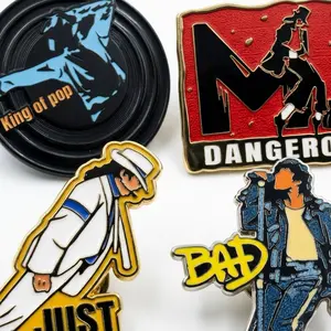4PCS Michael Jackson Enamel Pin Set, BAD Dangerous Just Beat It King of Pop Collectible Brooch Pins for Jackets Backpacks Hats, MJ Fan Gift