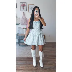 Sweetheart Bloom Mini Dress (Blue)