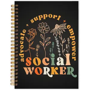 Floral Social Worker Spiral Notebook 5.5x8.3, Social Worker Gifts Journal for Writing, Society Workers Gifts Notebook Journal for Note Taking, Community Staff Office Supplies