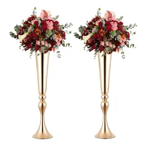 Wedding Centerpiece Vase, 2 Counts/set Elegant Metal Floral Bucket Tabletop Decor, Centerpiece for Anniversary Ceremony Party Birthday Event Decor
