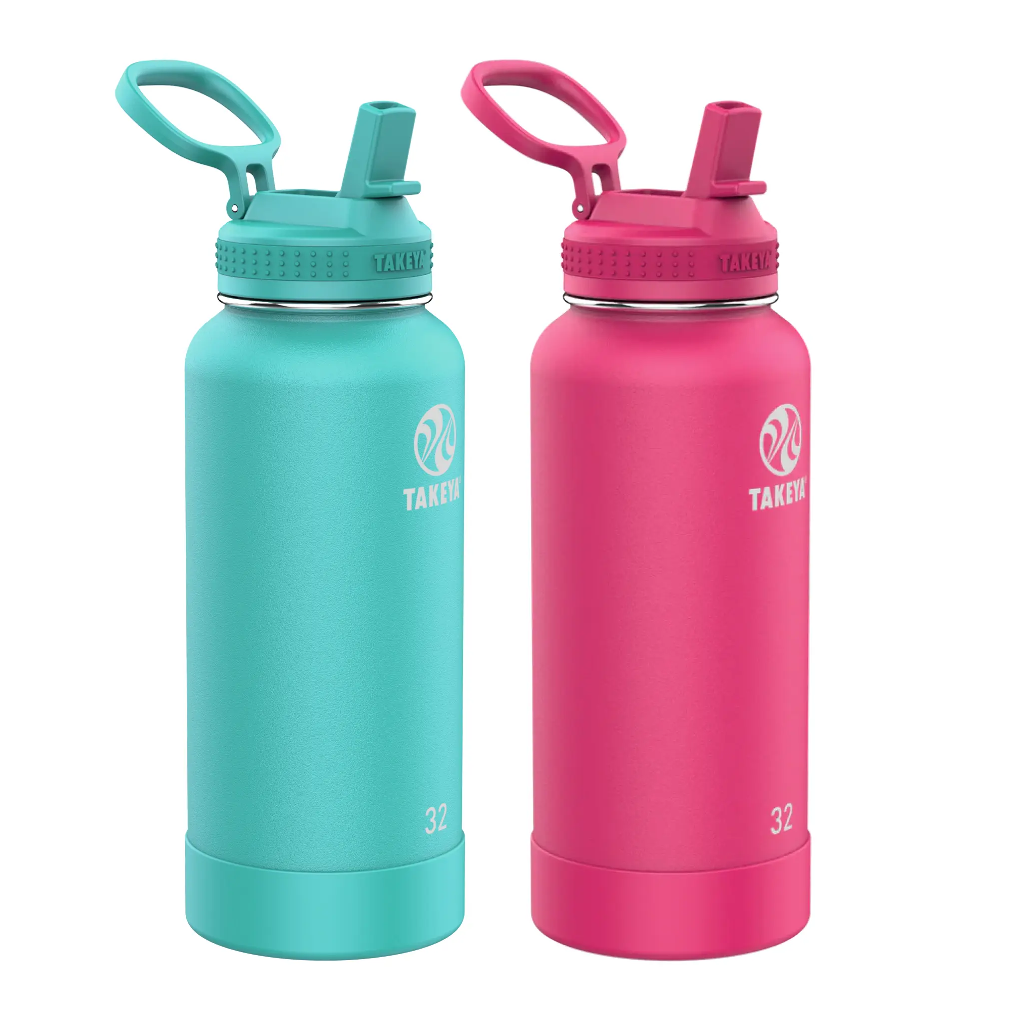 Pickleball Savings Bundle 2pc - 32 oz Dropshot Teal Straw Lid, 32 oz Backspin Pink Straw Lid