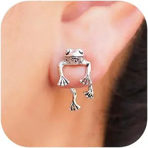 Frog Earrings for Women Cute Stuff Vintage Frogs Shaped Stud Earring Funny Cute 3D Animal Earrings Whimsical Jewelry Unique Gifts for Women Mothers Day Gifts