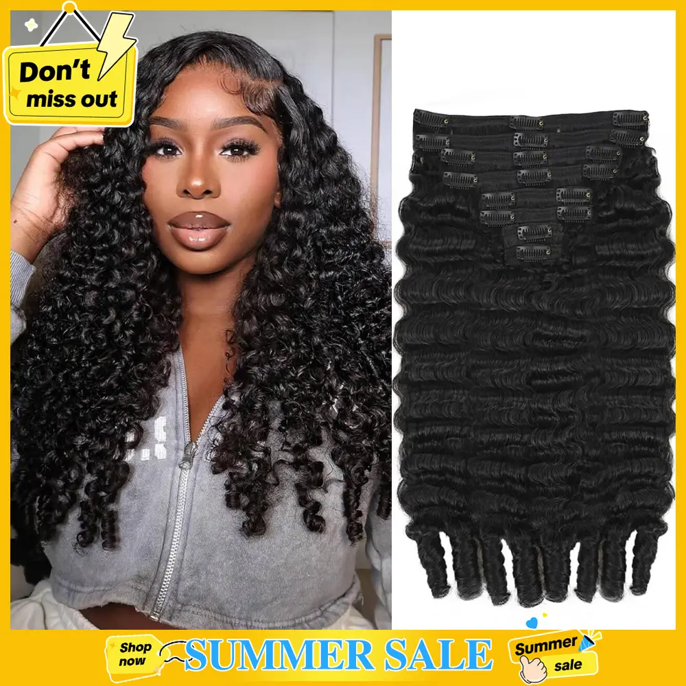 STERLY Burmese Curly 18 Clips In Hair Extensions Natural Color Brazilian 100% Real Human Hair 8 Pieces for Women PU Clip In Curly Wave Hair Extensions Human Hair Extension 8 Count with 18 Clips 120 g/Set 240 g/2 Set #tiktokshopsummersale