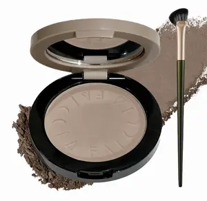 Cool-Toned Grey Contour Powder Palette with Mirror & Makeup Brush Set – Long-Lasting Taupe Matte Finishing for Fair Pale Skin, Multi-Purpose Nose & Face Sculpting Kit, Travel-Friendly Compact