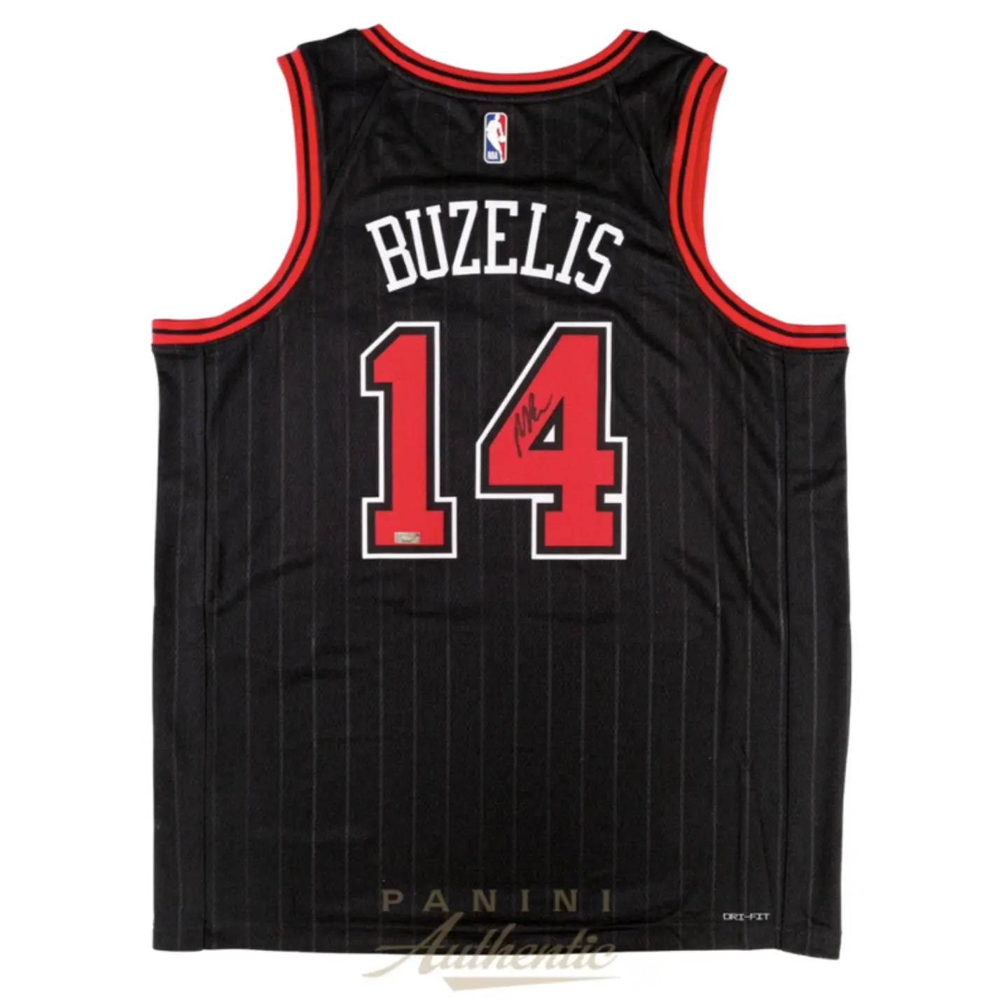 Matas Buzelis Autographed Chicago Bulls Black Statement Edition Jersey Panini