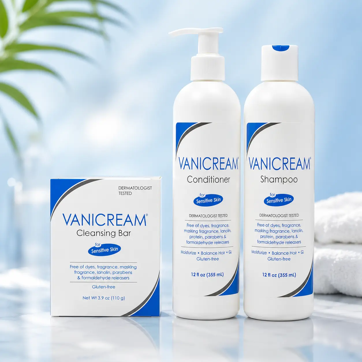 Vanicream Shampoo, Conditioner & Cleansing Bar - Sensitive Skin Bundle Kit