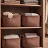 BROWNLILY Handwoven Wicker Multipurpose Rattan Baskets - 4/6/8 Pack Large Brown Synthetic Rattan Storage Bins with Handles, Strong Wire Frame, Space-Saving Farmhouse-Modern Organizers Built for Daily Handling (Shelves, Laundry)