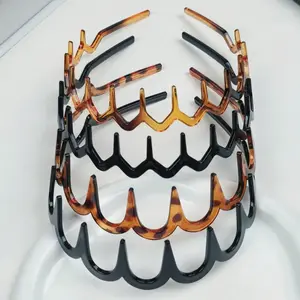 Wave-Shaped Tooth Headband Set, Wide Leopard Print Anti-Slip Hair Accessories, Unisex Hair Care Band, Durable Teeth Design