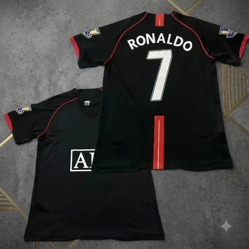 Rol#7 Black Jersey, RM Short Sleeve Soccer Shirt for Men and Women, Fan Edition Kit