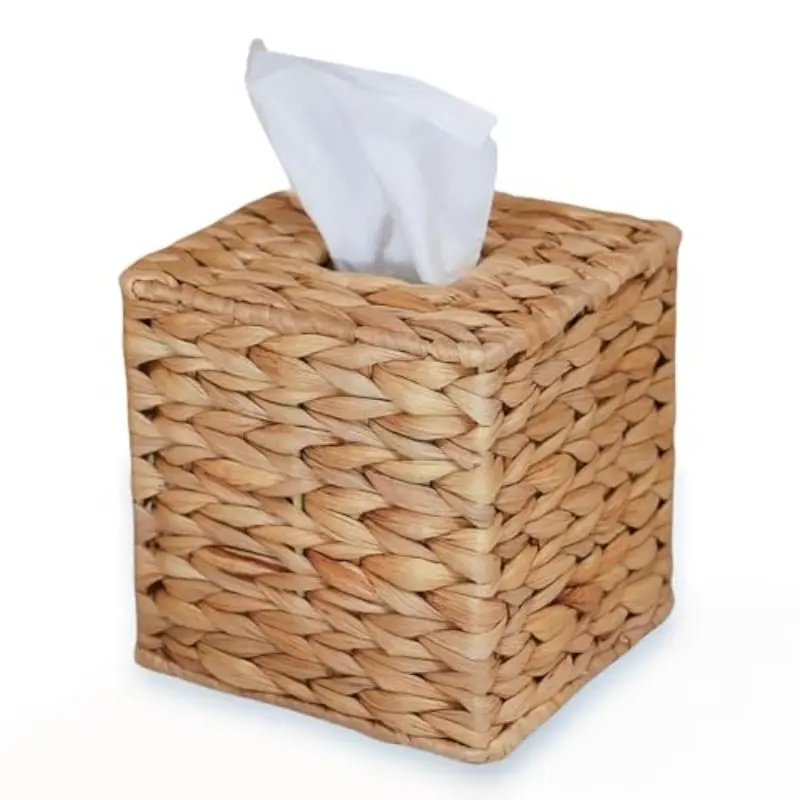 Handwoven Water Hyacinth Tissue Box, Creative High-Appearance Napkin Storage Holder, Decorative Desktop Design for Kitchen, Bedroom and Office, Decoration, Bathroom Decor Supplies, Bathroom Accessories, Bathroom Organization
