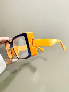 Square Glasses, Simple Fashion Patchwork Eyeglasses for Men and Women, Metal Hinged PC Lenses