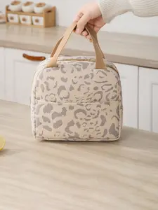 Leopard Print Insulated Lunch Bag, Portable Commuter Bento Box, Outdoor Travel Cooler, Lightweight Durable Multi-Purpose Storage Bag