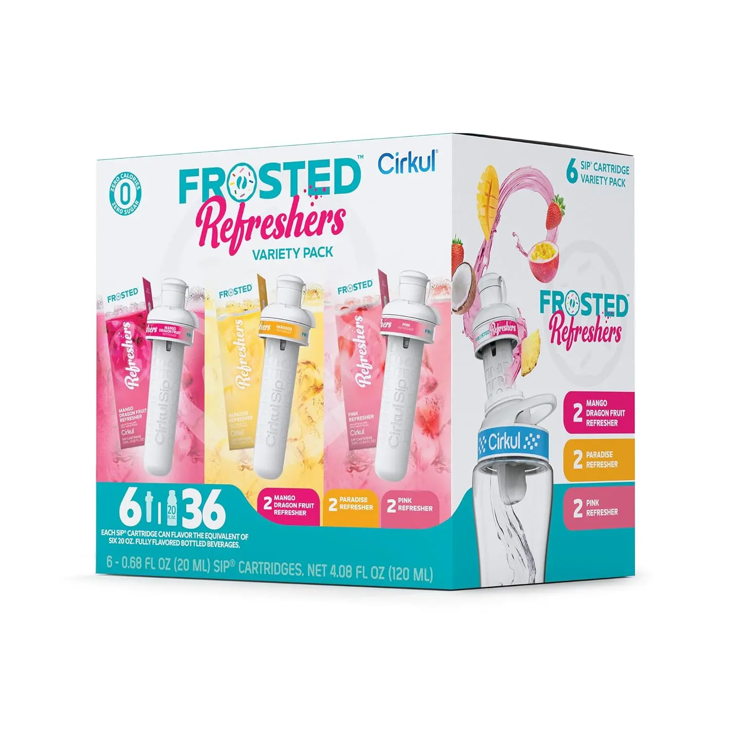 Cirkul Frosted Refreshers Variety Pack, 6-pack (2 Pink, 2 Mango Dragon Fruit, 2 Paradise)