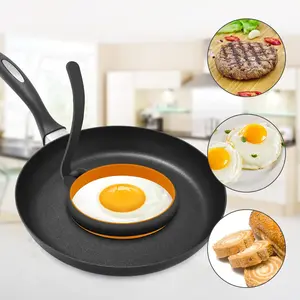 Upgraded silicone egg ring for omelette, black omelette mold, round perfect omelette ring for frying pan, nonstick food grade egg ring, omelette holder, stand Eco-friendly material Durable Kitchen Utensils