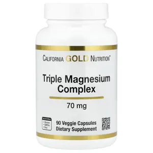 California Gold Nutrition Triple Magnesium Complex, 70 mg , 90 Veggie Capsules