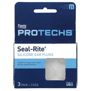 Flents Protechs, Seal-Rite Silicone Ear Plugs, 3 Pair + Case