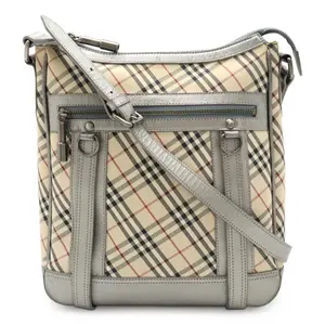 Pre-owned BURBERRY Canvas Shoulder Bags Nova Check Metallic Leather Shoulder Bag