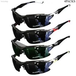 4 Packs Outdoor Sports Polarized SunglassesUnisex UV400 Windproof Cycling Sunglasses for Men Cycling Running Fishing UV Protection Sun Glasses Lightweight Half Frame Gogglessummer sport sunglass