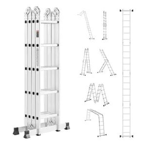 VEVOR Multi-Purpose Folding Ladder,  , 7-in-1 Tall Extension Step Ladder, A Frame 5 Step Telescoping Ladder, 19ft Reach Height Heavy Duty Adjustable Ladder, 330 lbs Capacity for Home Outdoor Metal