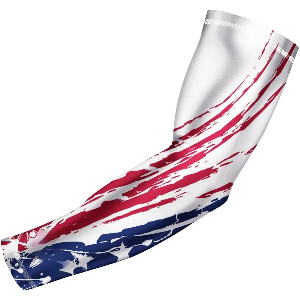 USA Flag Compression Arm Sleeve - For Baseball, Marathon, Bowling - Youth, Adult & 2XL Sizes, Arms, Spartan, Cross Fit, Youth Medium, Athletes